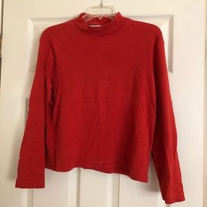 Orange Striped Mock Turtle Neck